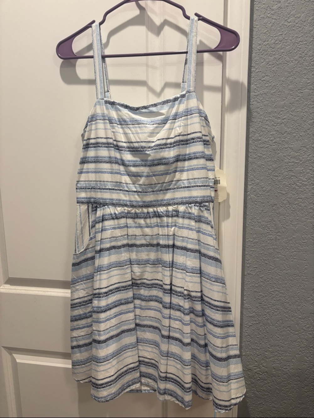 Womens' Sleeveless Blue & White Striped Casual Sundress
